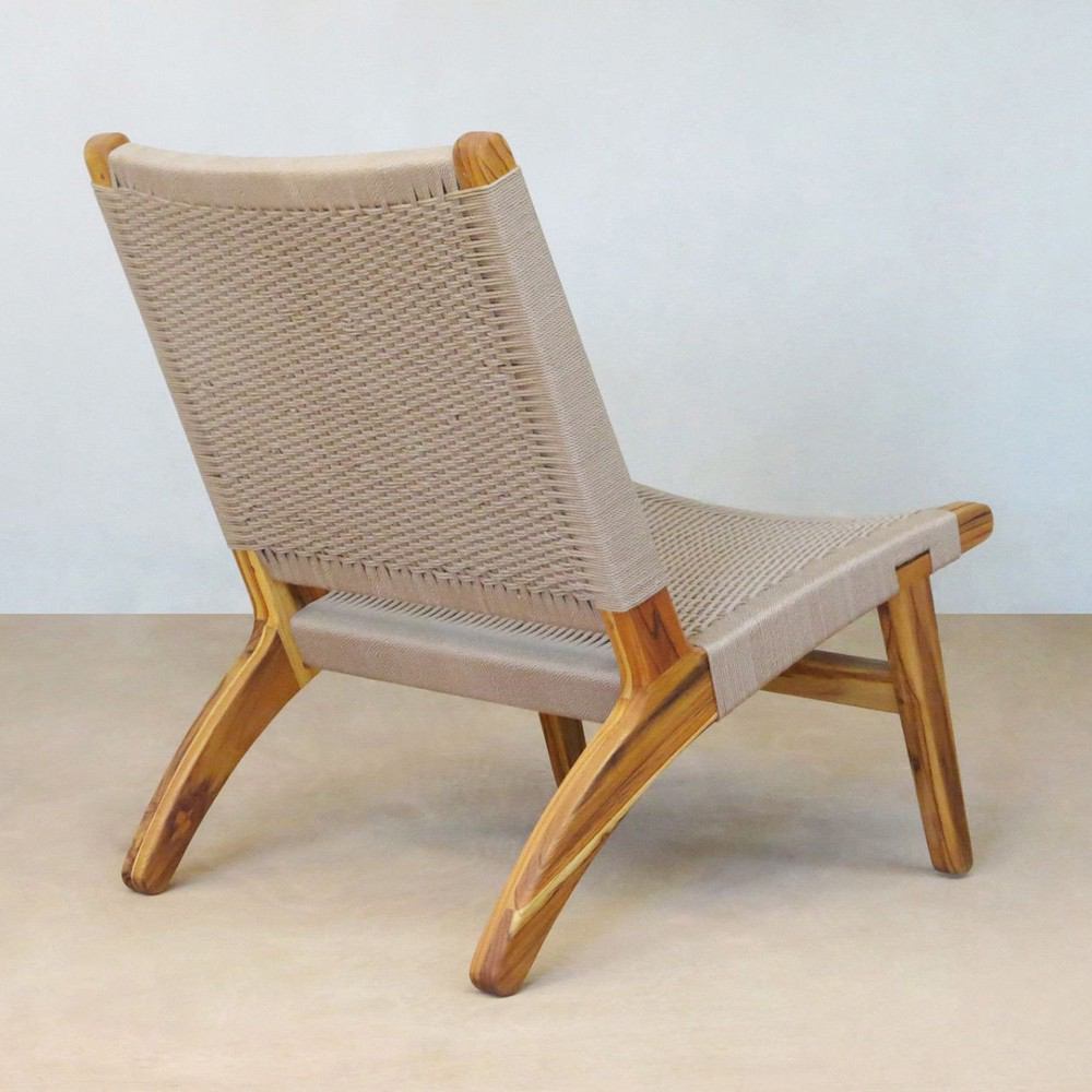 Masaya Lounge Chair - Khaki Handwoven Manila And Teak | Lounge Chairs | Modishstore - 4