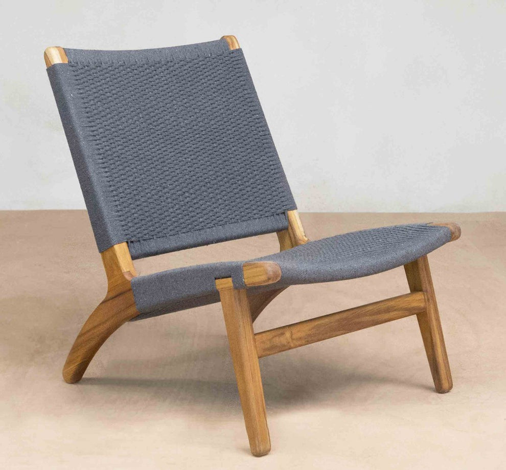 Masaya Woven Lounge Chair - Charcoal | Lounge Chairs | Modishstore - 5