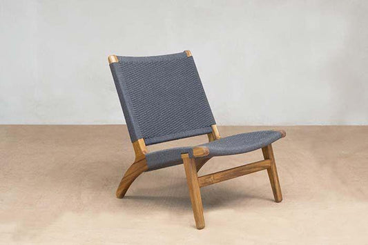 Masaya Woven Lounge Chair - Charcoal | Lounge Chairs | Modishstore