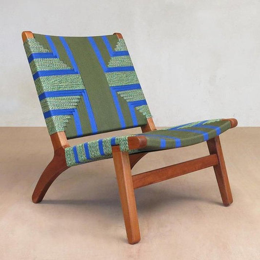 Masaya Lounge Chair - Emerald Coast Pattern And Royal Mahogany | Lounge Chairs | Modishstore