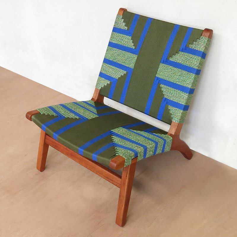 Masaya Lounge Chair - Emerald Coast Pattern And Royal Mahogany | Lounge Chairs | Modishstore - 2