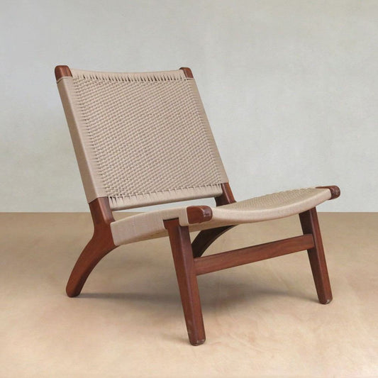 Masaya Lounge Chair - Khaki Handwoven Manila And Rosita Walnut | Lounge Chairs | Modishstore