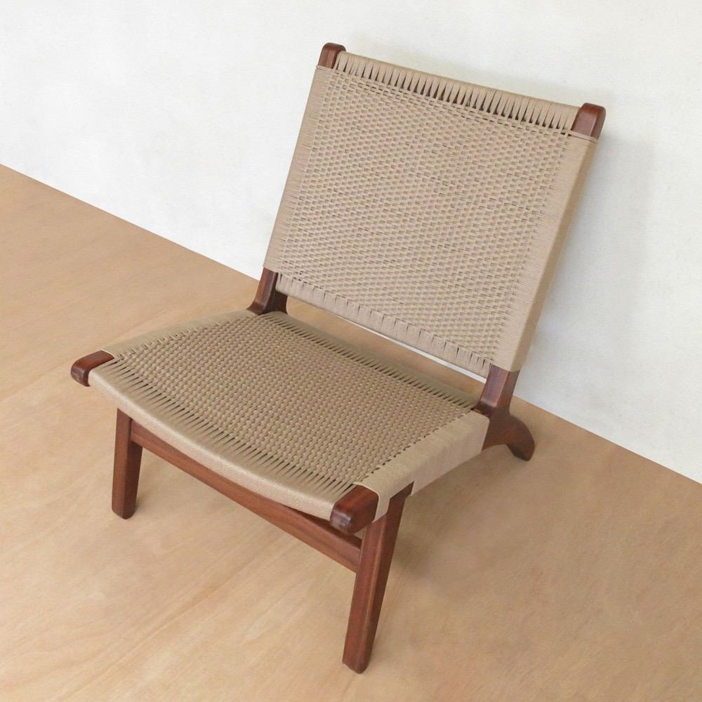 Masaya Lounge Chair - Khaki Handwoven Manila And Rosita Walnut | Lounge Chairs | Modishstore - 3