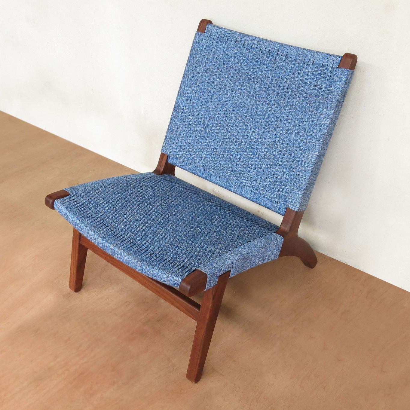 Masaya Lounge Chair - Indigo Handwoven Manila And Rosita Walnut | Lounge Chairs | Modishstore - 3