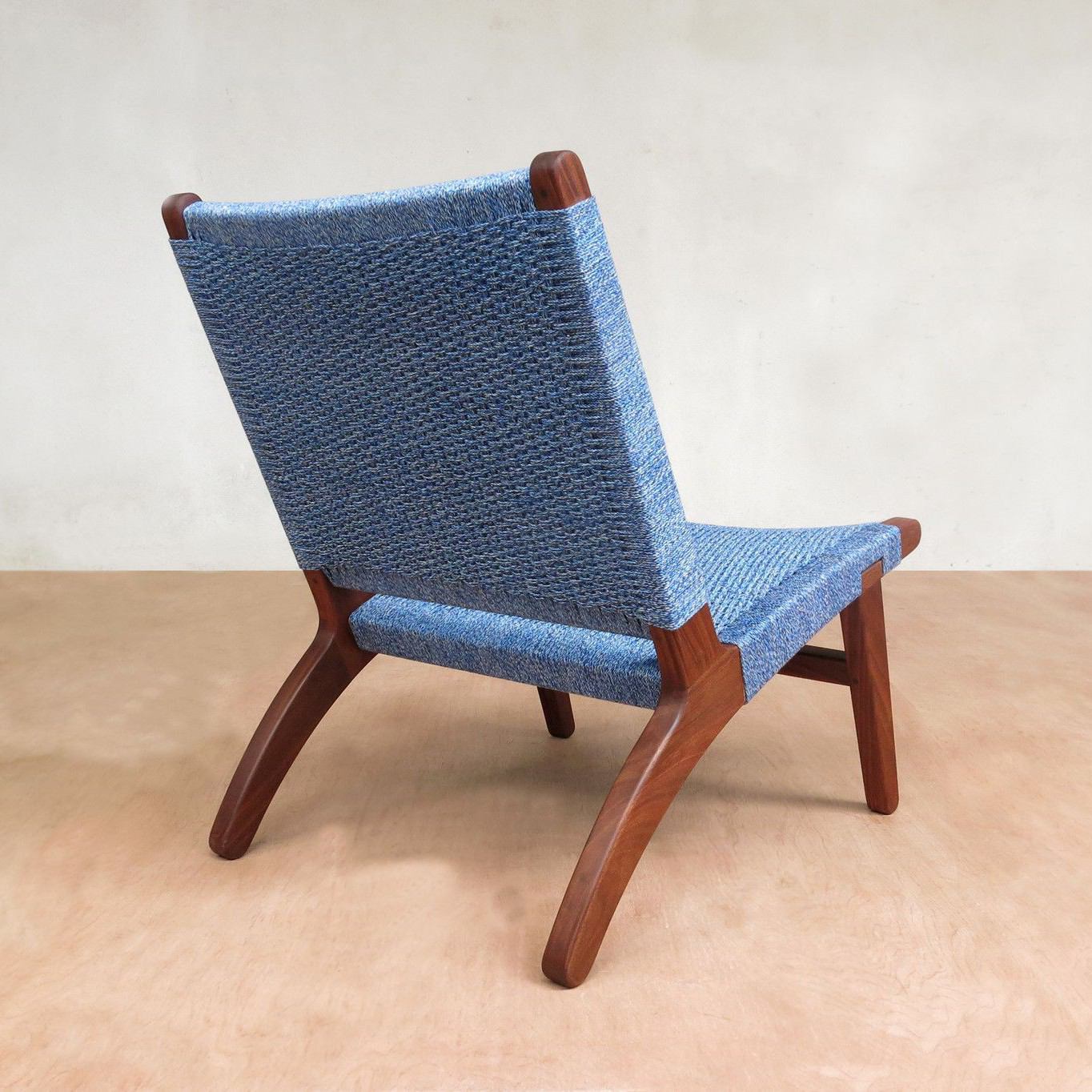 Masaya Lounge Chair - Indigo Handwoven Manila And Rosita Walnut | Lounge Chairs | Modishstore - 2