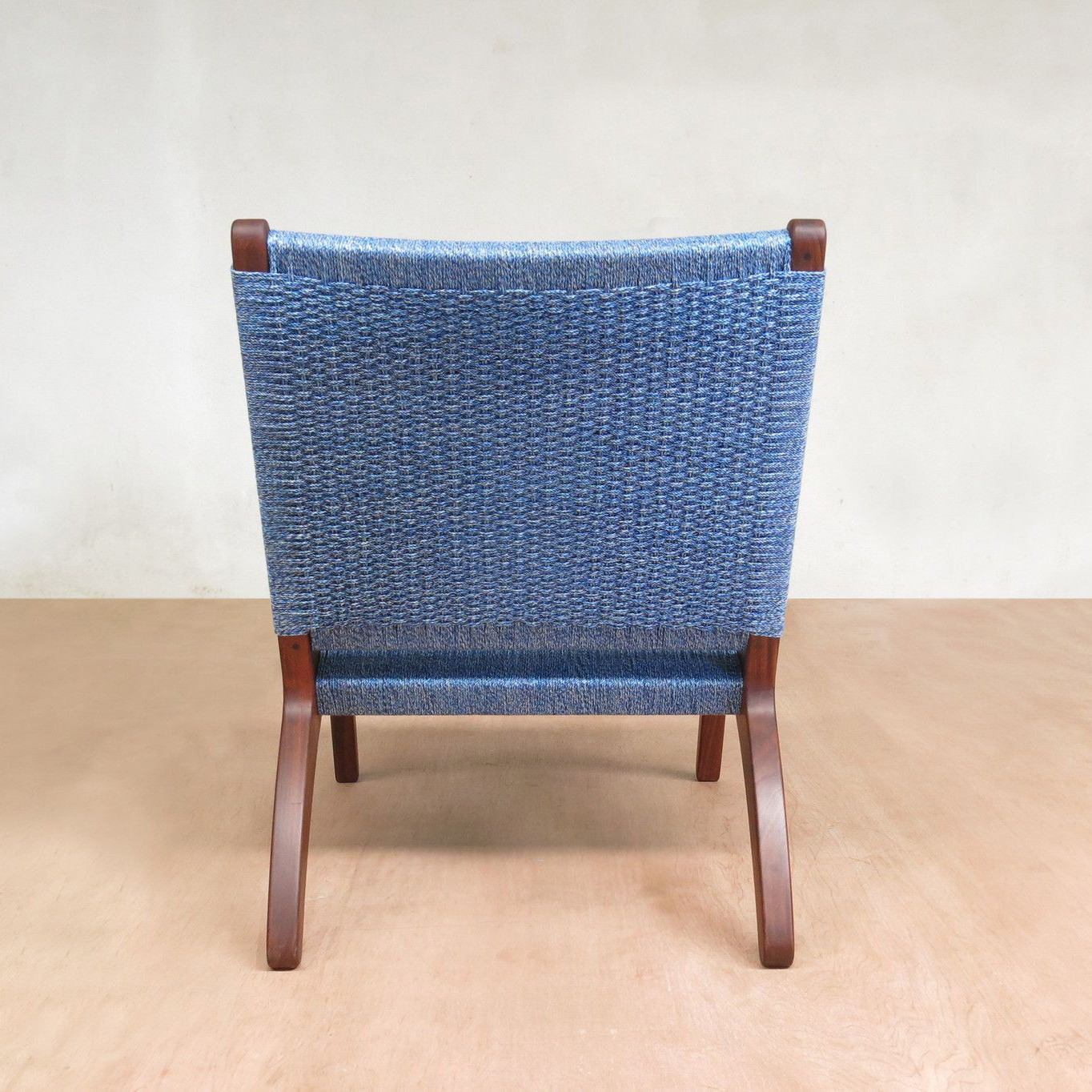 Masaya Lounge Chair - Indigo Handwoven Manila And Rosita Walnut | Lounge Chairs | Modishstore - 4