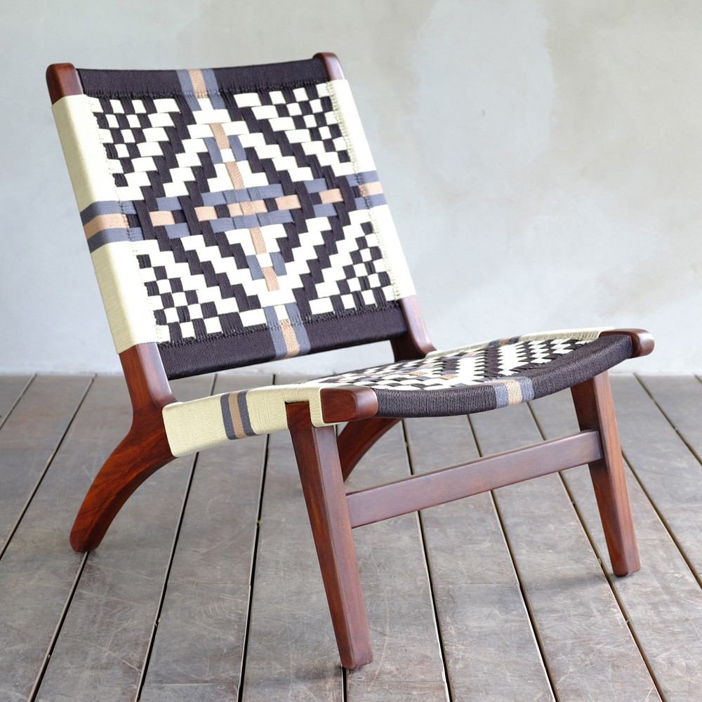Masaya Lounge Chair - Colonial Pattern & Rosita Walnut | Lounge Chairs | Modishstore