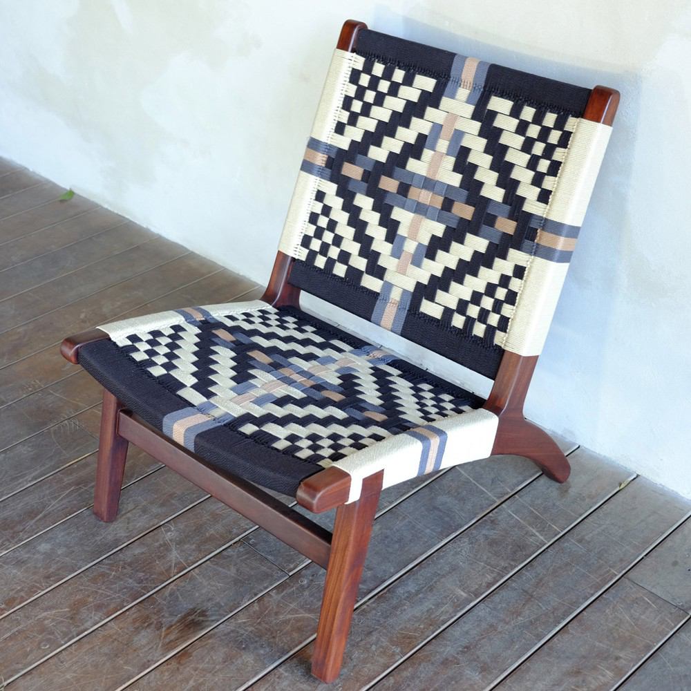 Masaya Lounge Chair - Colonial Pattern & Rosita Walnut | Lounge Chairs | Modishstore - 2