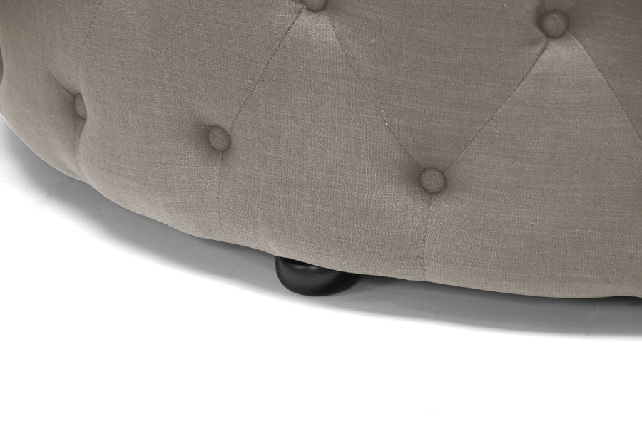 Baxton Studio Cardiff Beige Linen Modern Tufted Ottoman | Ottomans | Modishstore - 2