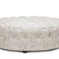 Baxton Studio Cardiff Beige Script Print Modern Tufted Ottoman | Modishstore | Ottomans