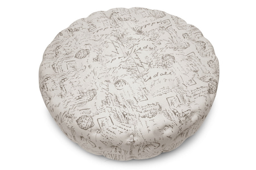 baxton studio cardiff beige script print modern tufted ottoman | Modish Furniture Store-3