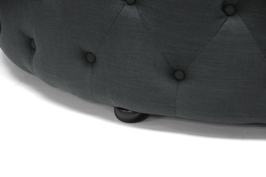 Baxton Studio Cardiff Beige Linen Modern Tufted Ottoman | Ottomans | Modishstore - 4