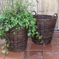 HomArt Willow Round Baskets - Set of 2 - Natural