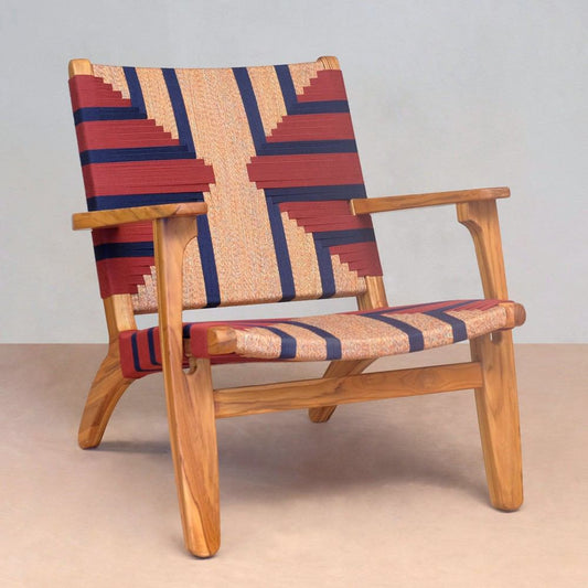 Masaya Arm Chair - Momotombo Pattern & Teak | Armchairs | Modishstore