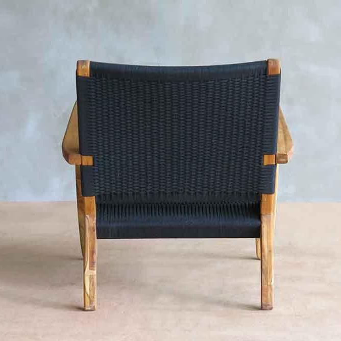 Masaya Arm Chair - Handwoven Black Manila & Teak Hardwood | Armchairs | Modishstore - 7