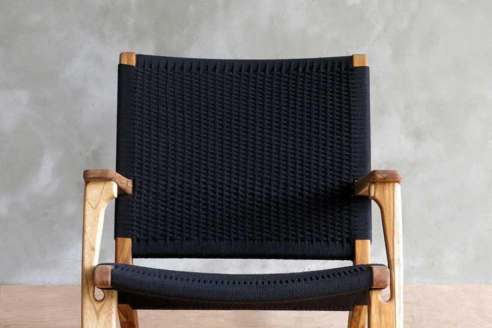 Masaya Arm Chair - Handwoven Black Manila & Teak Hardwood | Armchairs | Modishstore - 8