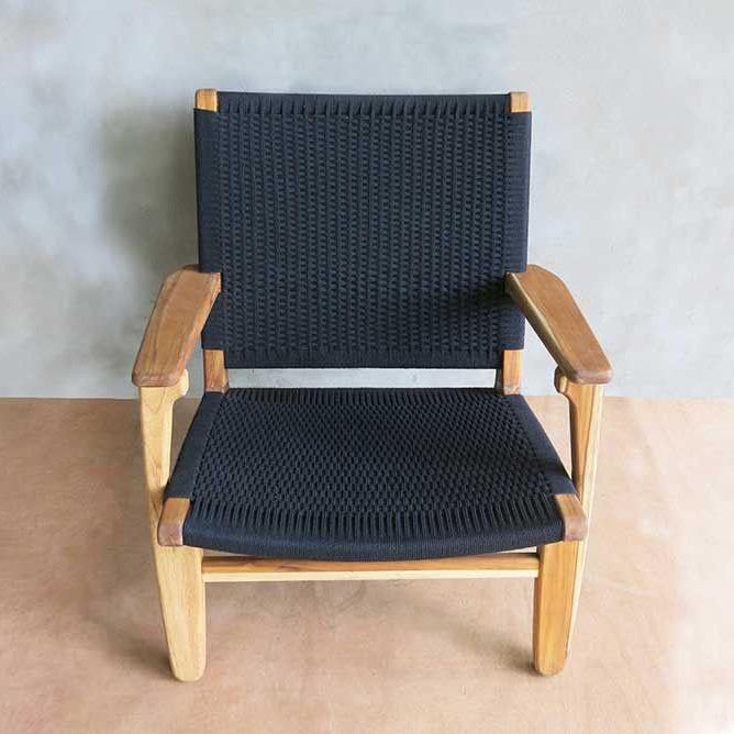 Masaya Arm Chair - Handwoven Black Manila & Teak Hardwood | Armchairs | Modishstore - 2