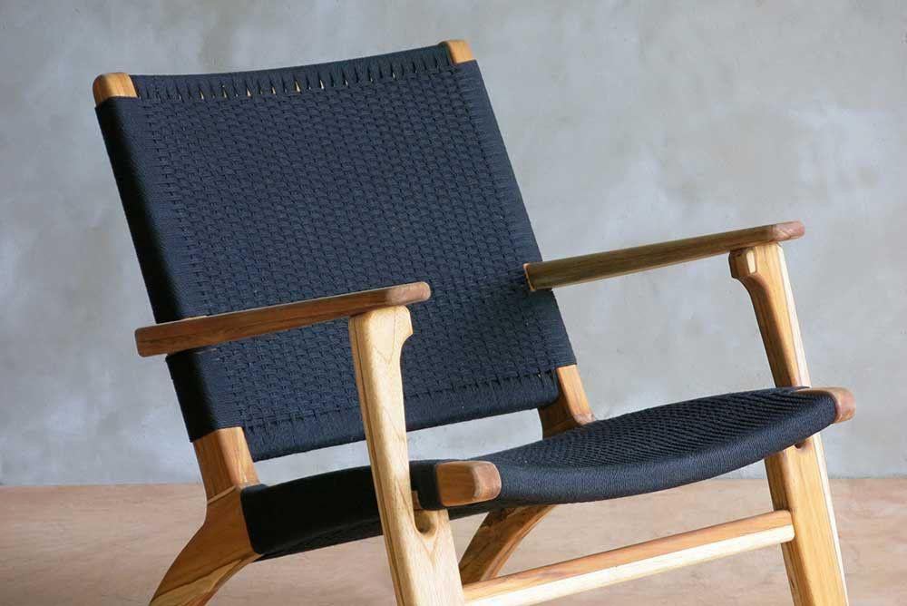 Masaya Arm Chair - Handwoven Black Manila & Teak Hardwood | Armchairs | Modishstore - 11
