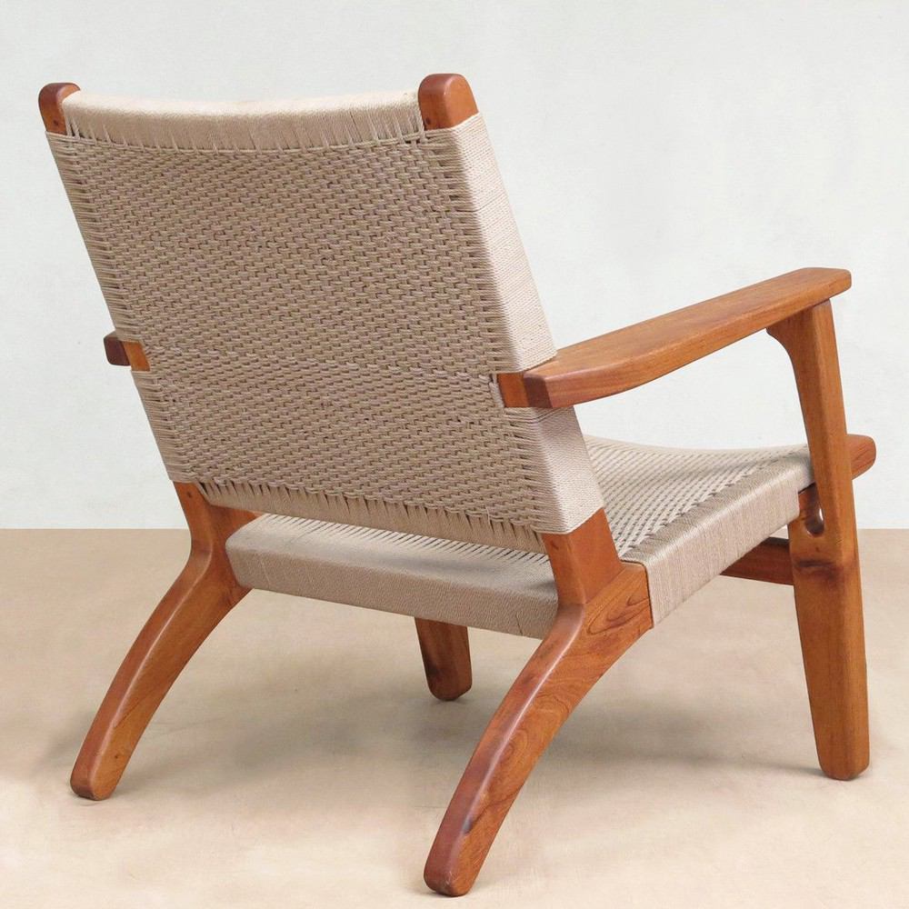 Masaya Arm Chair - Khaki Handwoven Manila And Royal Mahogany | Armchairs | Modishstore - 3
