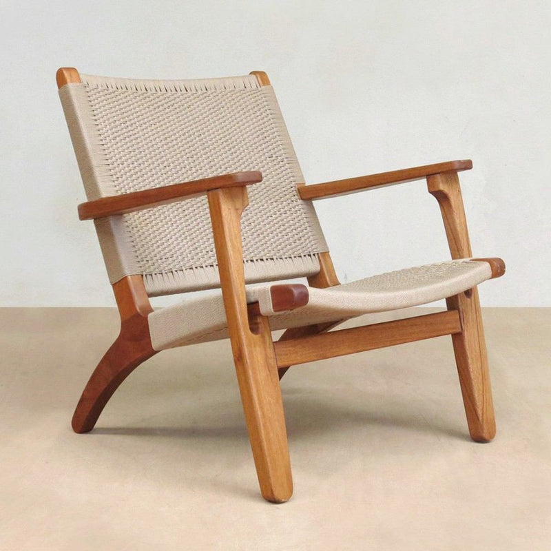 Masaya Arm Chair - Khaki Handwoven Manila And Royal Mahogany | Armchairs | Modishstore