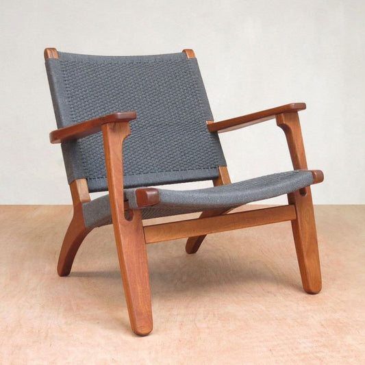 Masaya Arm Chair - Charcoal Handwoven Manila And Royal Mahogany | Armchairs | Modishstore
