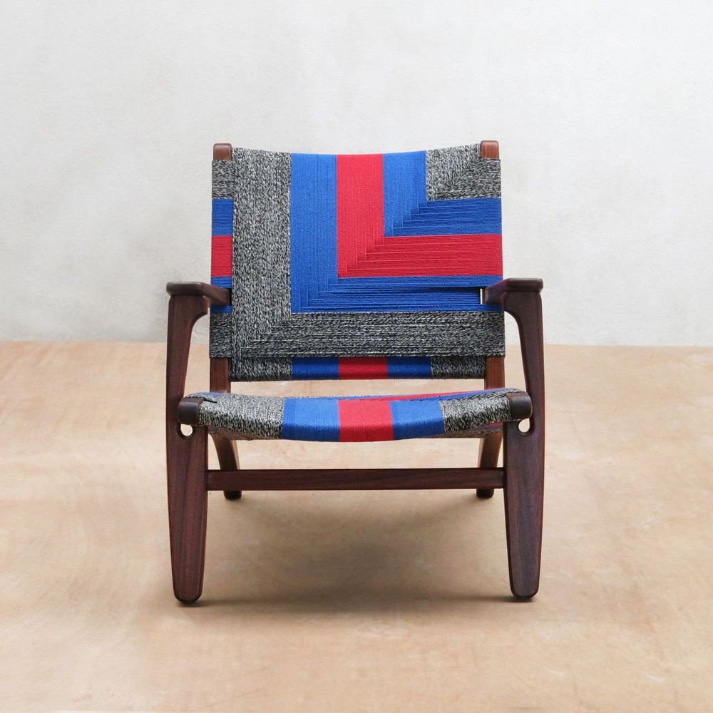 Masaya Arm Chair - Ometepe Handwoven Manila Pattern And Rosita Walnut | Armchairs | Modishstore - 3