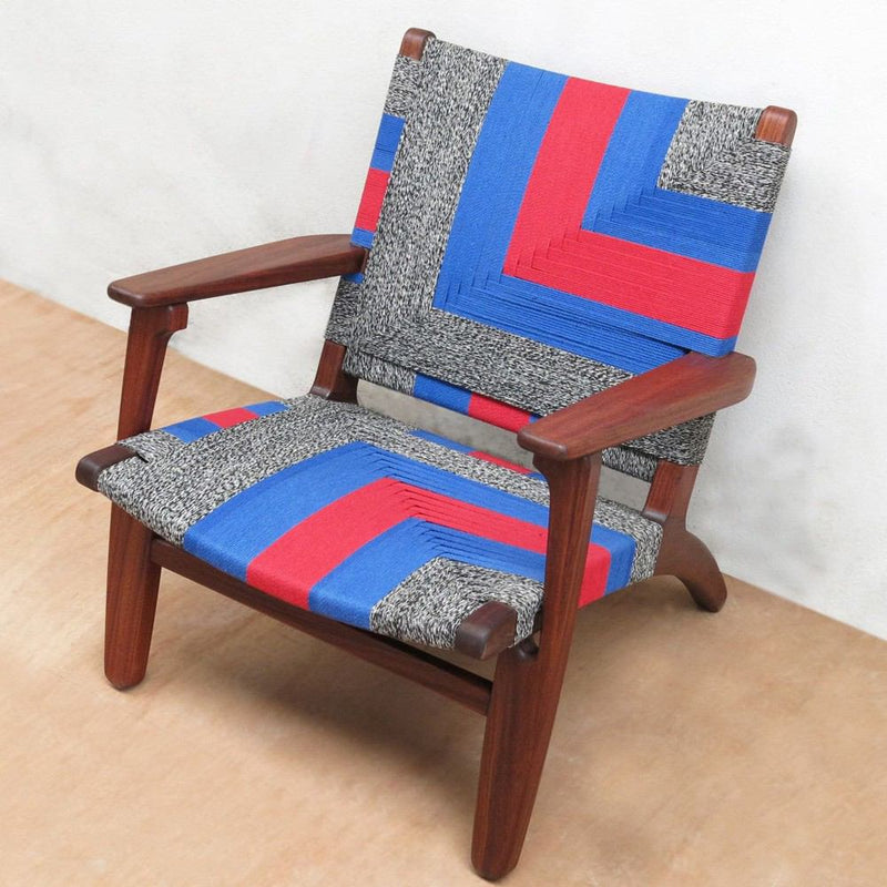 Masaya Arm Chair - Ometepe Handwoven Manila Pattern And Rosita Walnut | Armchairs | Modishstore