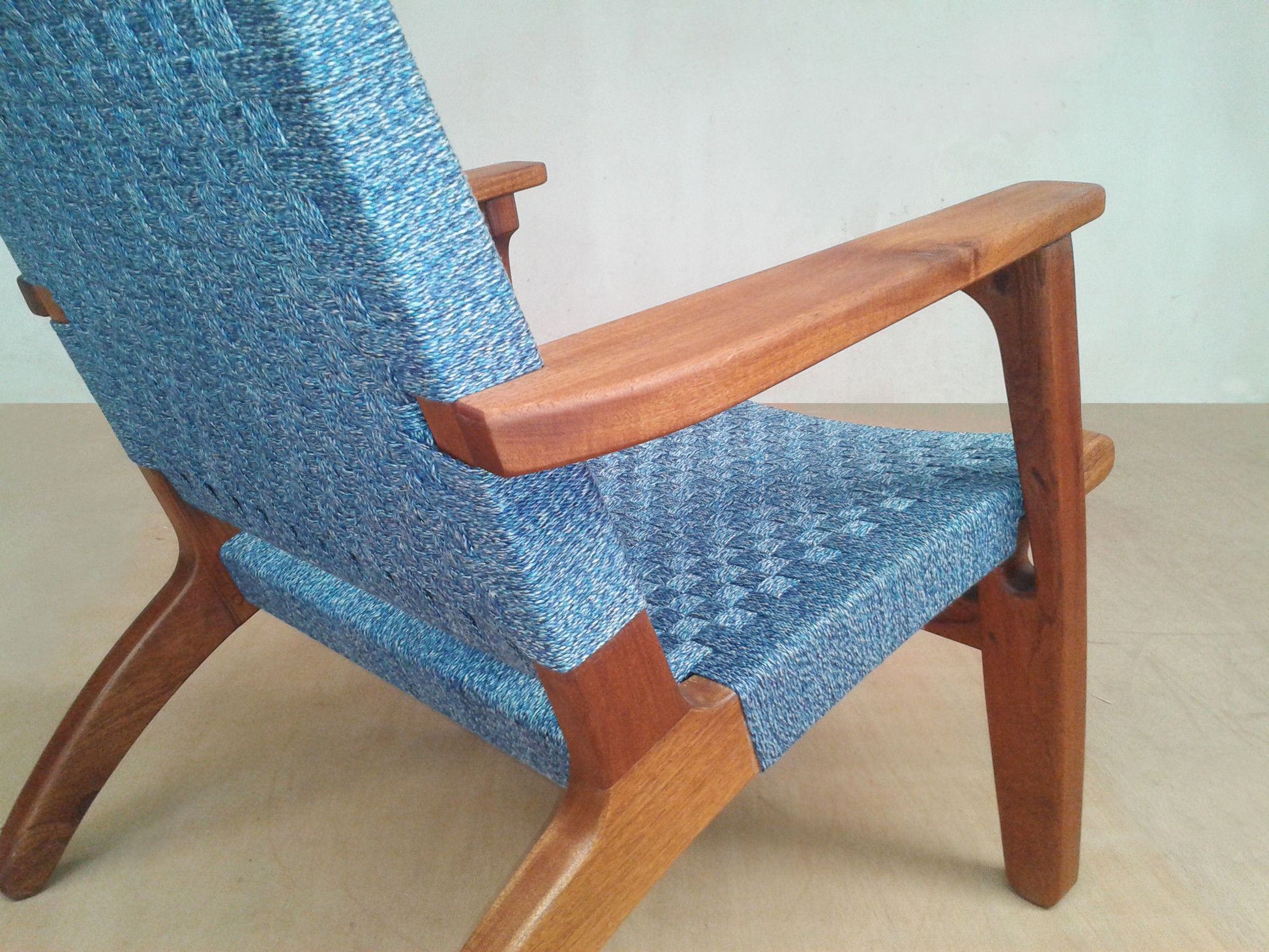 Masaya Arm Chair - Indigo Handwoven Manila And Rosita Walnut | Armchairs | Modishstore - 5