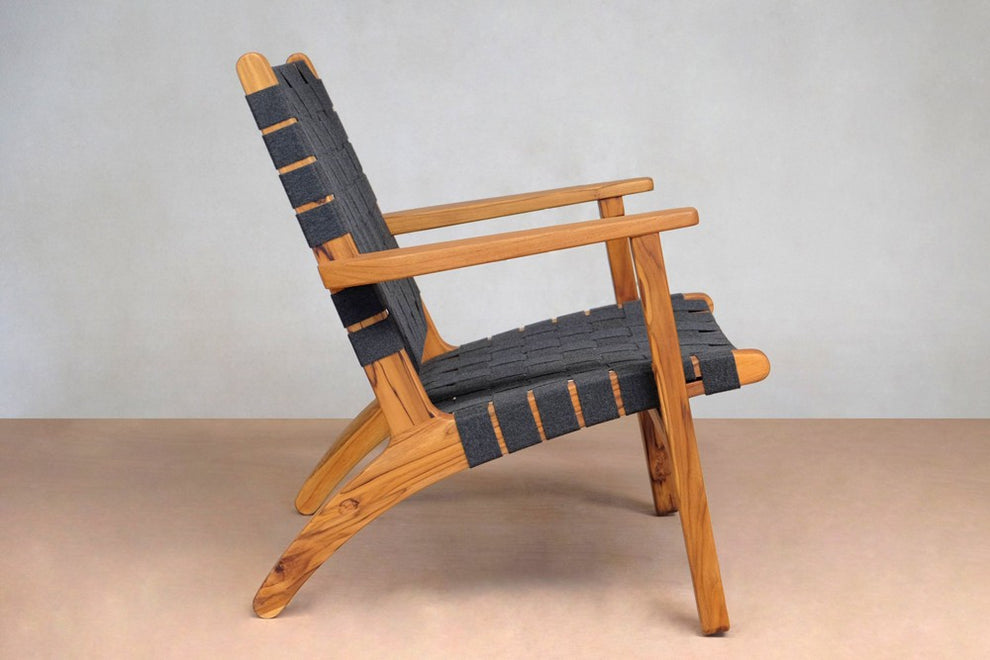 Masaya Outdoor Masaya Arm Chair - Charcoal Sunbrella Strap And Teak | Armchairs | Modishstore - 7