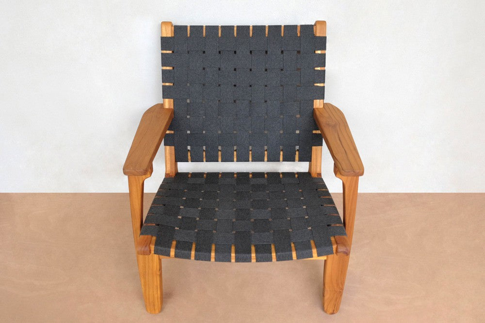 Masaya Outdoor Masaya Arm Chair - Charcoal Sunbrella Strap And Teak | Armchairs | Modishstore - 6