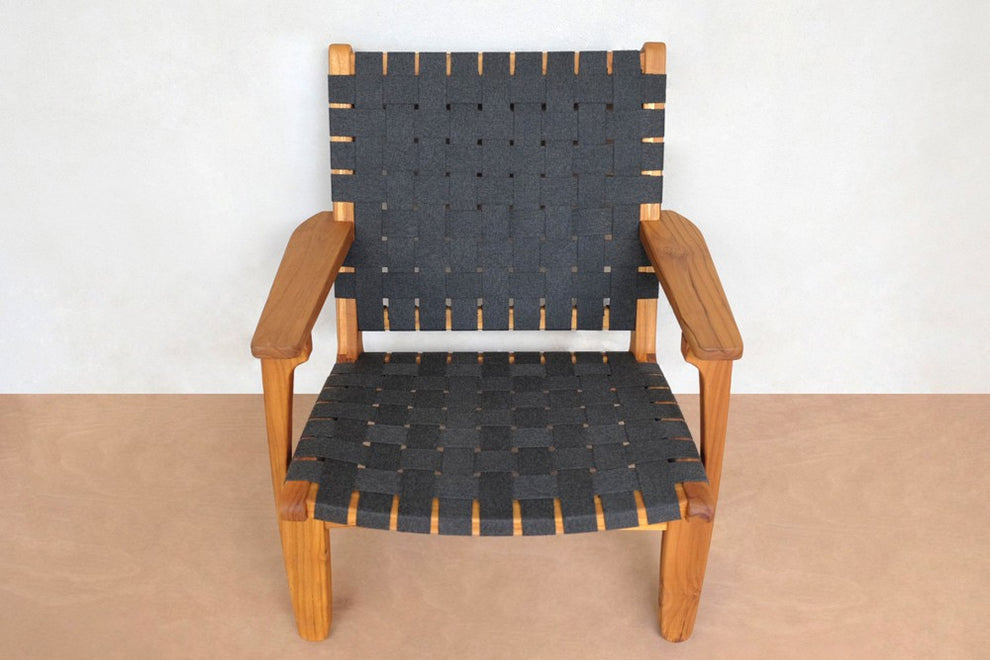Masaya Outdoor Masaya Arm Chair - Charcoal Sunbrella Strap And Teak | Armchairs | Modishstore - 6