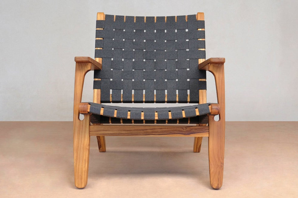 Masaya Outdoor Masaya Arm Chair - Charcoal Sunbrella Strap And Teak | Armchairs | Modishstore - 5