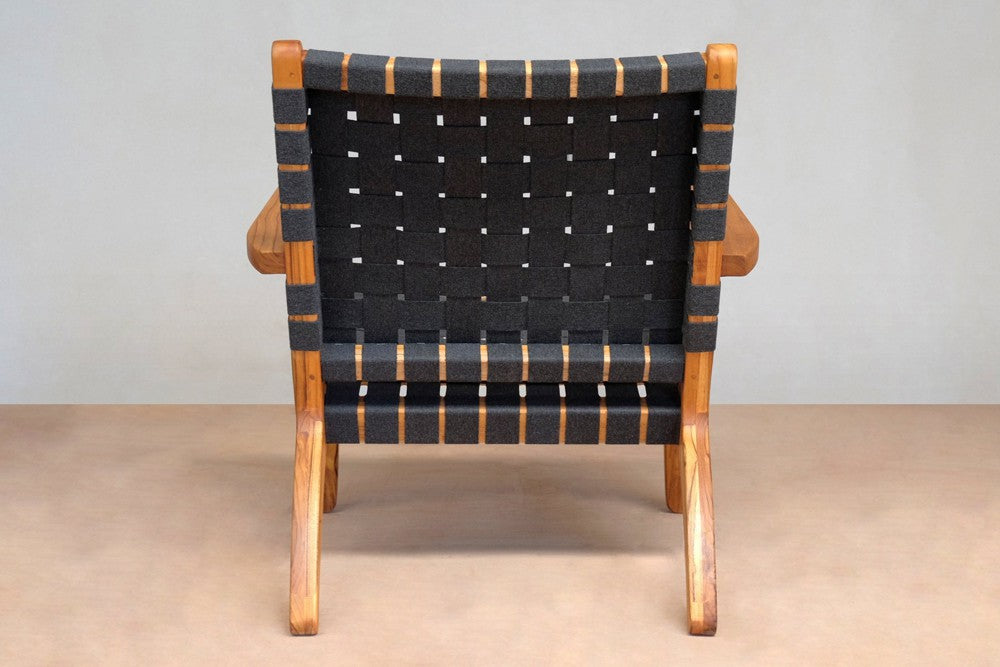 Masaya Outdoor Masaya Arm Chair - Charcoal Sunbrella Strap And Teak | Armchairs | Modishstore - 4