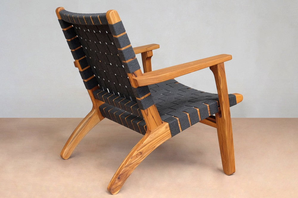 Masaya Outdoor Masaya Arm Chair - Charcoal Sunbrella Strap And Teak | Armchairs | Modishstore - 3