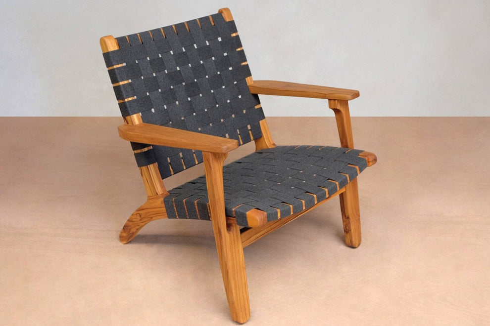 Masaya Outdoor Masaya Arm Chair - Charcoal Sunbrella Strap And Teak | Armchairs | Modishstore - 2