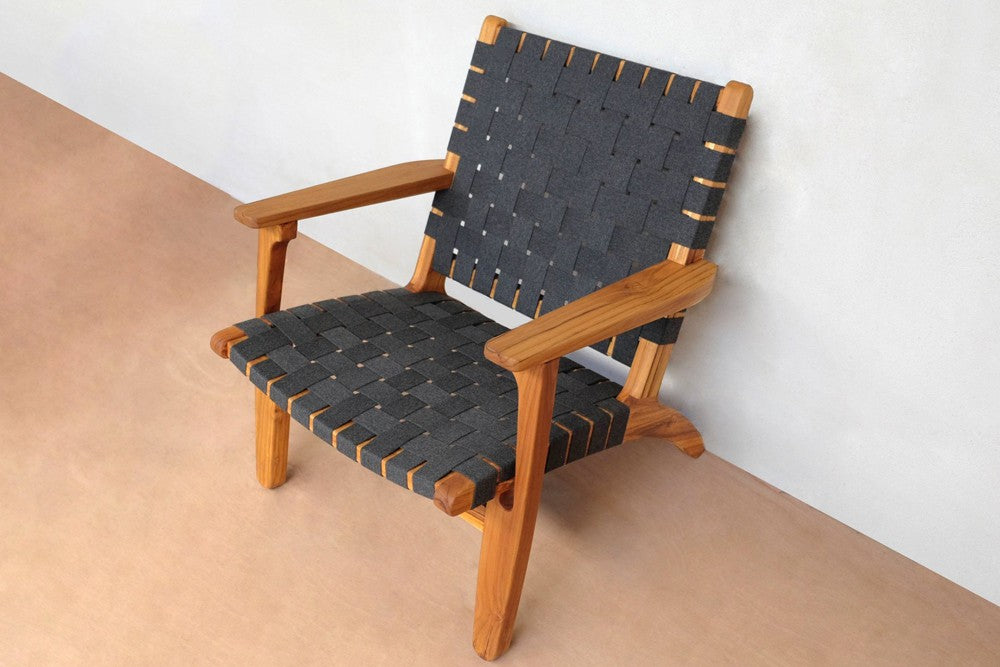 Masaya Outdoor Masaya Arm Chair - Charcoal Sunbrella Strap And Teak | Armchairs | Modishstore - 8