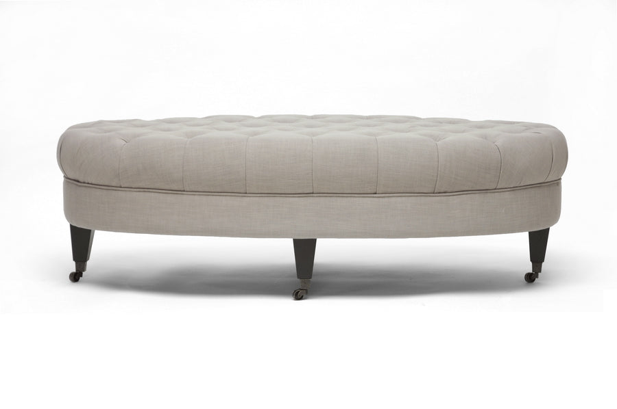 Baxton Studio Brighton Beige Linen Modern Tufted Ottoman | Ottomans | Modishstore