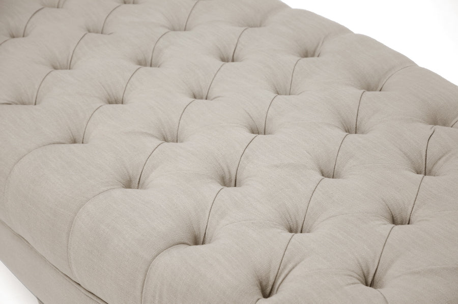Baxton Studio Brighton Beige Linen Modern Tufted Ottoman | Ottomans | Modishstore - 2