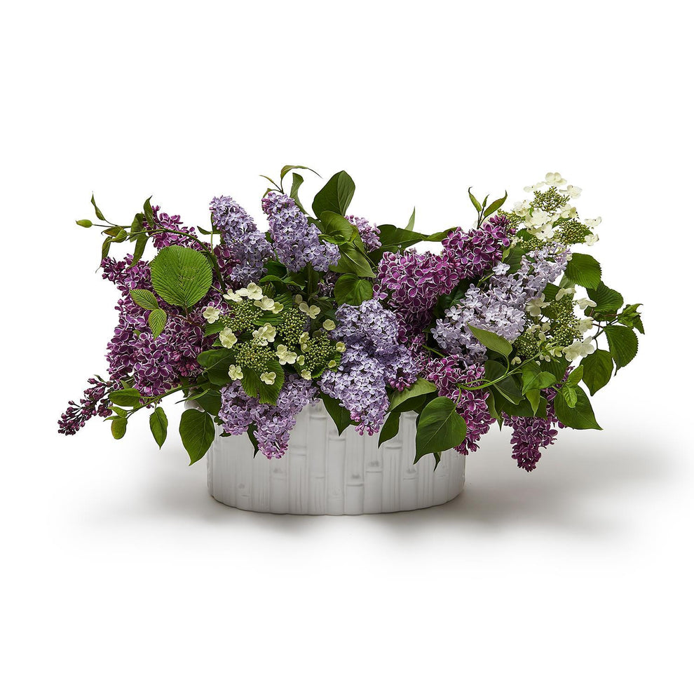 Faux Bamboo Oval Centerpiece / Cachepot with Handles By Two's Company | Planters, Troughs & Cachepots | Modishstore - 7
