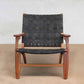 Masaya Abuelo Mid Century Lounge Chair - Black Leather And Royal Mahogany | Lounge Chairs | Modishstore - 2