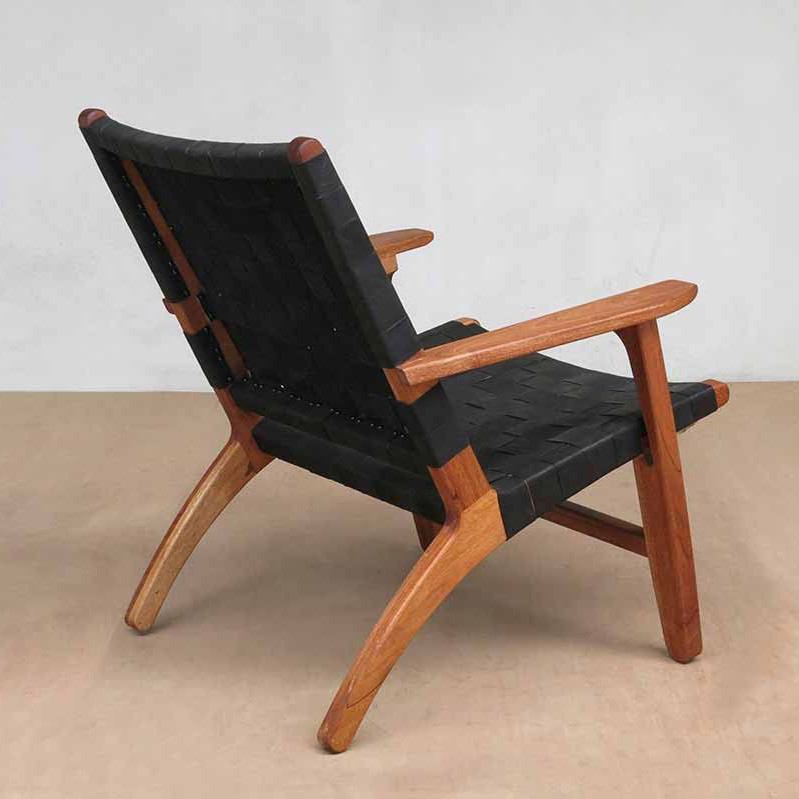 Masaya Abuelo Mid Century Lounge Chair - Black Leather And Royal Mahogany | Lounge Chairs | Modishstore - 4