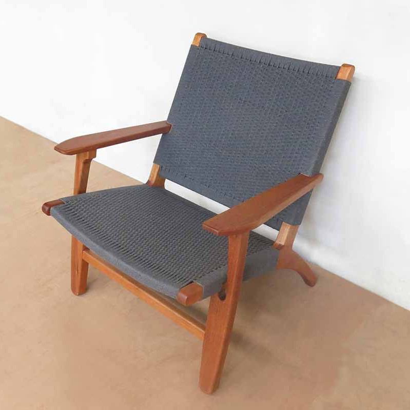 Masaya Abuelo Lounge Chair - Charcoal Handwoven Manila & Royal Mahogany | Lounge Chairs | Modishstore - 3