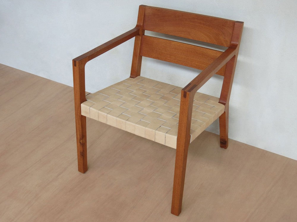 Masaya Managua Arm Chair - Natural Leather And Royal Mahogany | Armchairs | Modishstore - 2
