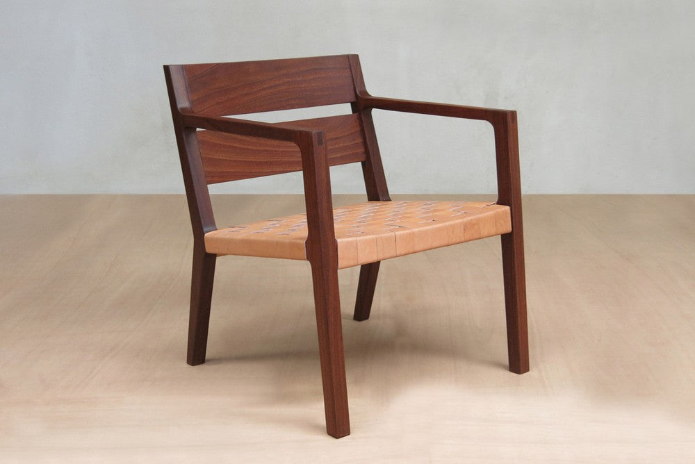 Masaya Managua Arm Chair - Barley Leather And Rosita Walnut | Armchairs | Modishstore