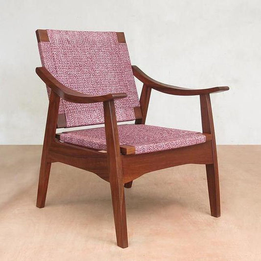 Masaya Izapa Arm Chair - Blended Burgundy Manila And Rosita Walnut | Armchairs | Modishstore