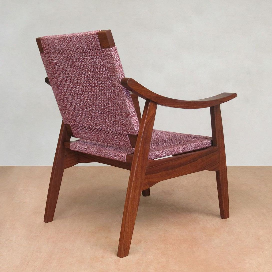 Masaya Izapa Arm Chair - Blended Burgundy Manila And Rosita Walnut | Armchairs | Modishstore - 3