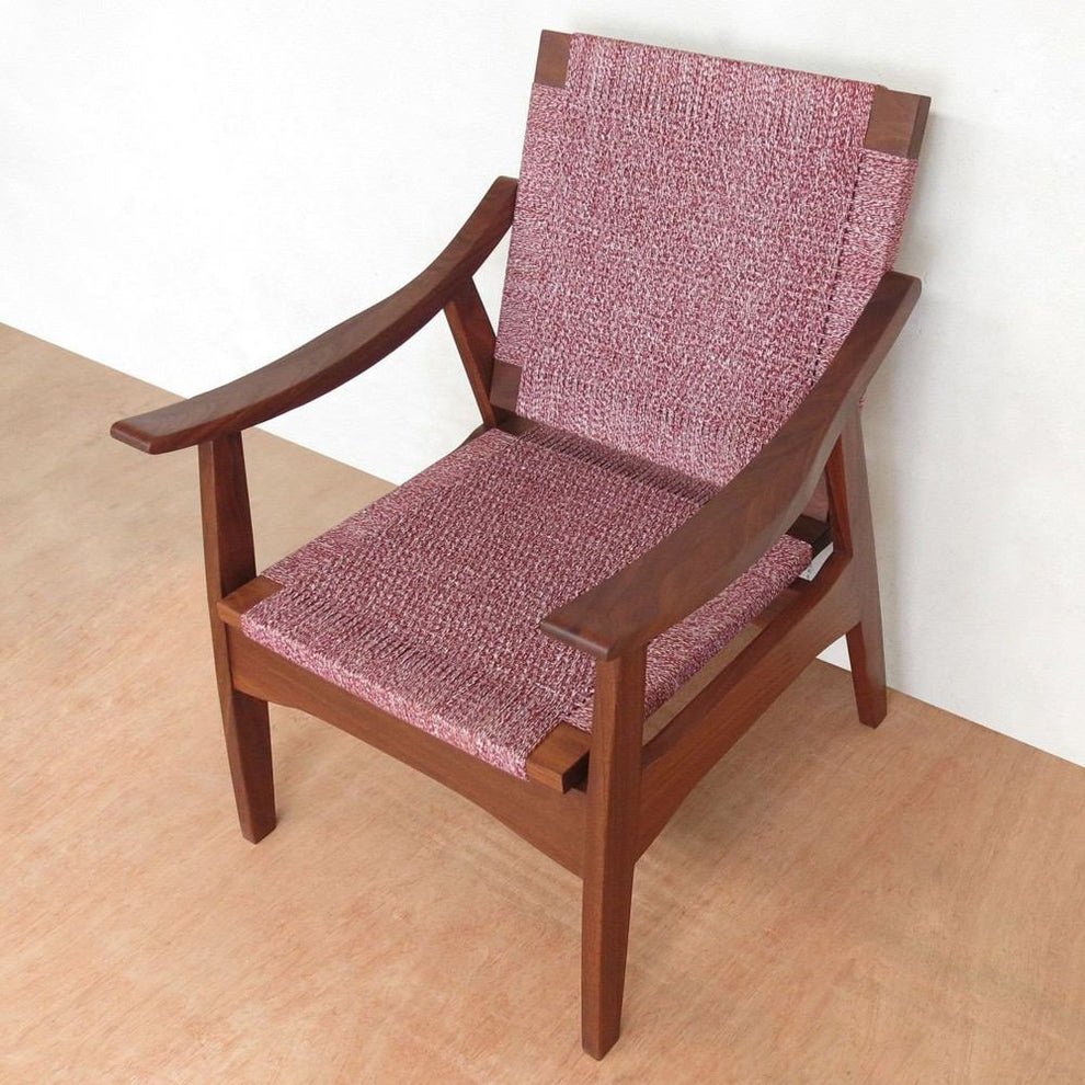 Masaya Izapa Arm Chair - Blended Burgundy Manila And Rosita Walnut | Armchairs | Modishstore - 2