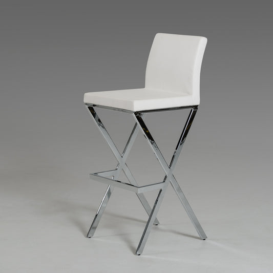 Vig Furniture Dean - Modern White Leatherette Bar Stool (Set of 2) | Modishstore | Bar Stools