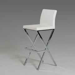 Vig Furniture Dean - Modern White Leatherette Bar Stool (Set of 2)