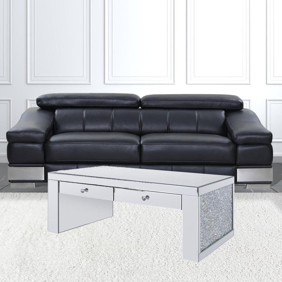 48" Mirrored Mirrored Rectangular Mirrored Coffee Table With Two Drawers By Homeroots | Coffee Tables | Modishstore - 2